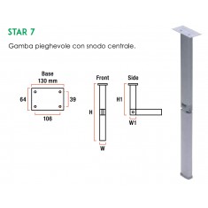 GAMBA TAVOLO SNODATA 720 MM. GRIGIO
