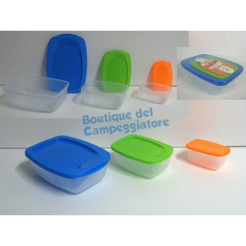 Set 3 pz. contenitori rettangolari in plastica