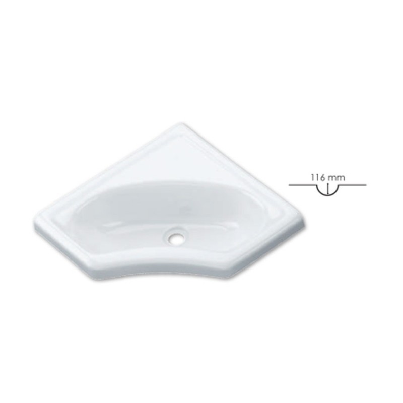 Lavandino per bagno ad angolo L 345 x P 345 mm
