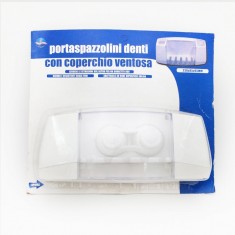 Portaspazzolini Denti con Coperchio Ventosa